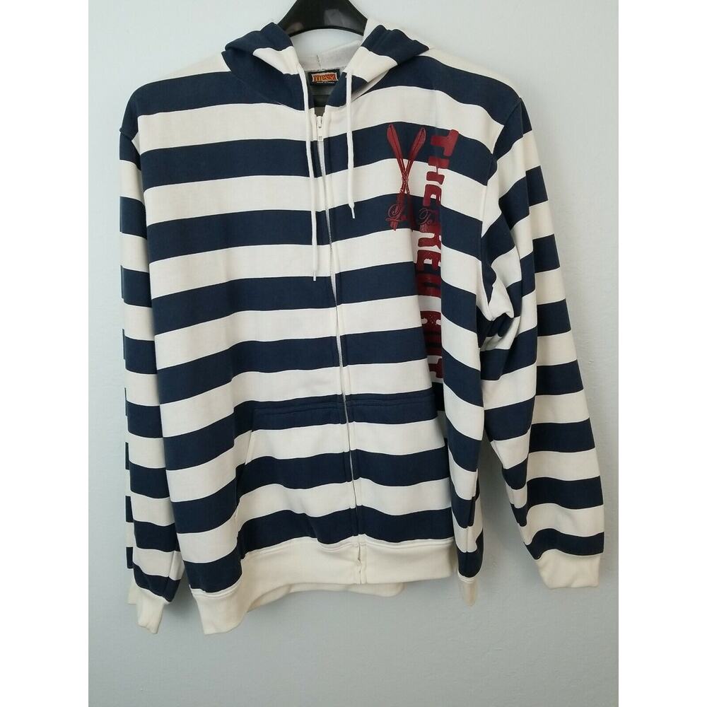 Tipsy Lake Tahoe The Red Hut White & Blue Striped Hoodie Size 2XL 30421-0198
